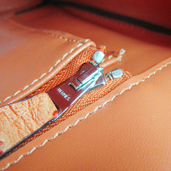 High Quality Fake Hermes Birkin 35CM Ostrich Veins Handbag Orange 6089 - Click Image to Close